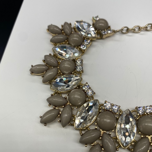Loft/Ann Taylor gray and rhinestone statement necklace - Picture 2 of 3